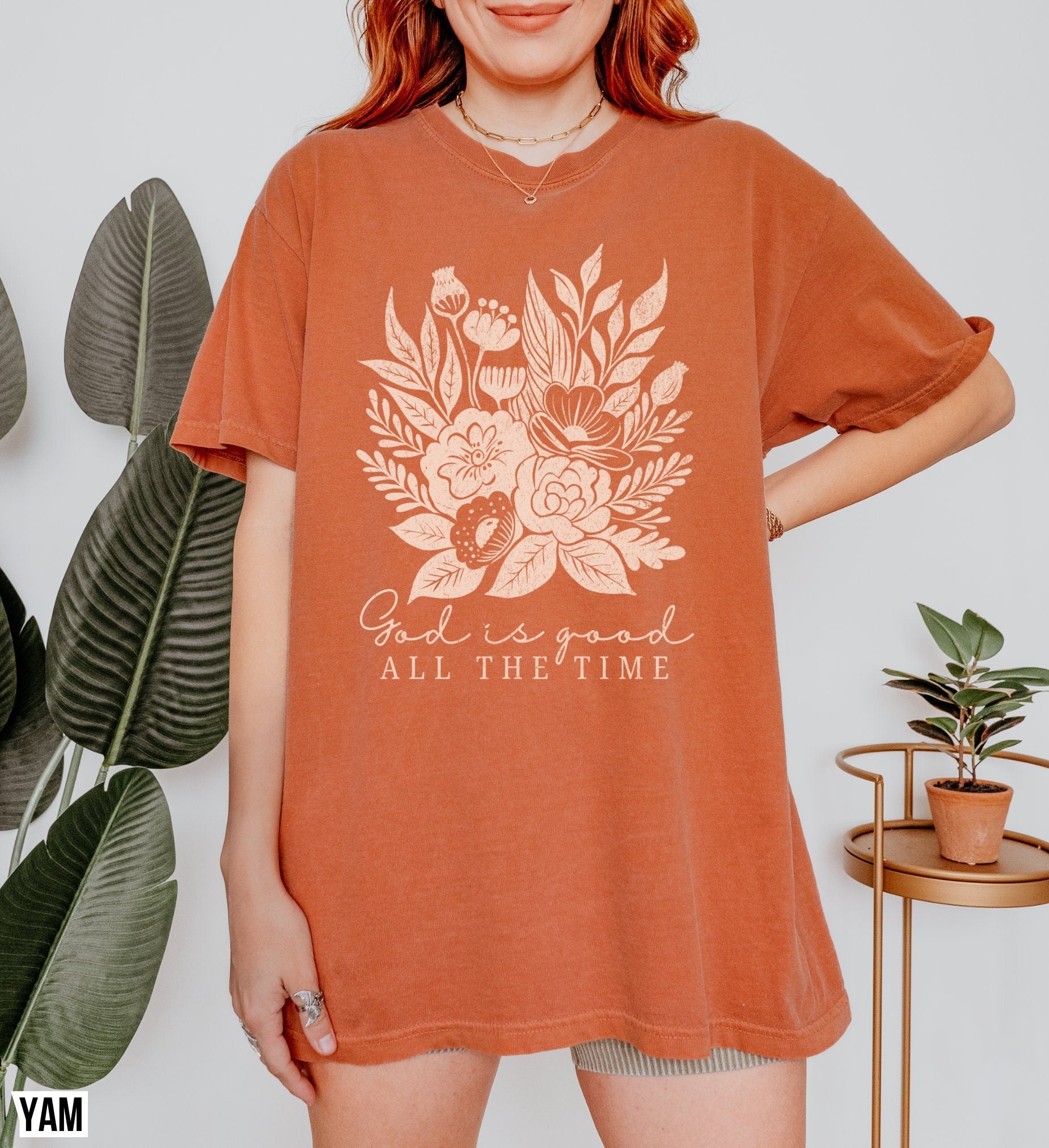 God Is Good Shirt, Boho Christian T Shirt For Women, Floral Comfort Colors Bible Verse Tee, Faith Based Jesus Apparel, Girls Religious Gift
